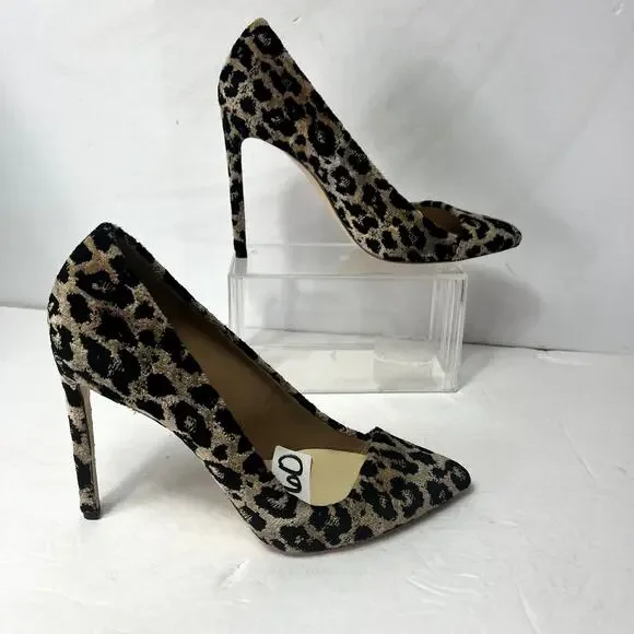 Francensco Russo Pumps Woman 11 Velvet Leopard Print Stiletto Heels Italy Made - Picture 11 of 16